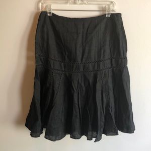 Ralph Lauren black linen eyelet lace skirt size 4